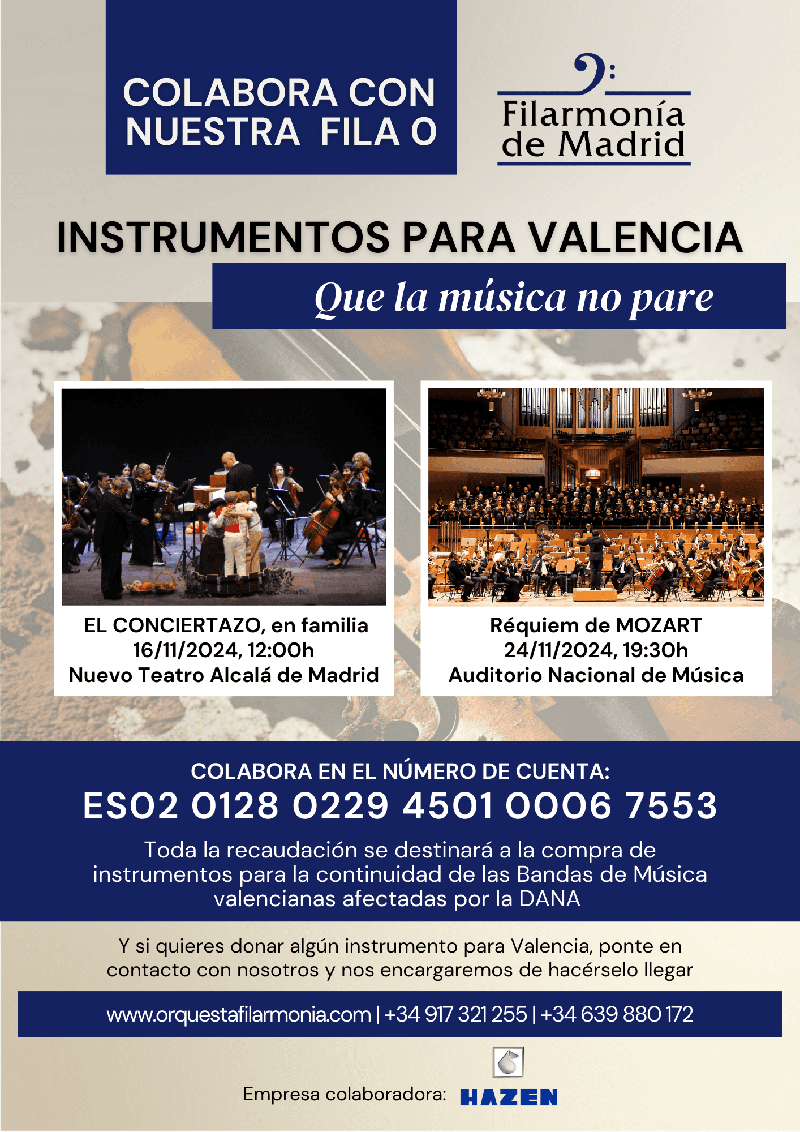 Fila 0 Filarmonía – Instrumentos para Valencia